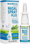 NutriBiotic Nasal Spray Plus | 1 FL OZ Nasal Lubricant Plus Grapefruit Seed Extract, Vitamin C, Peppermint & Botanical Extracts | Helps Flush Irritants from Nasal Passages | Drug-free | Non-Medicated