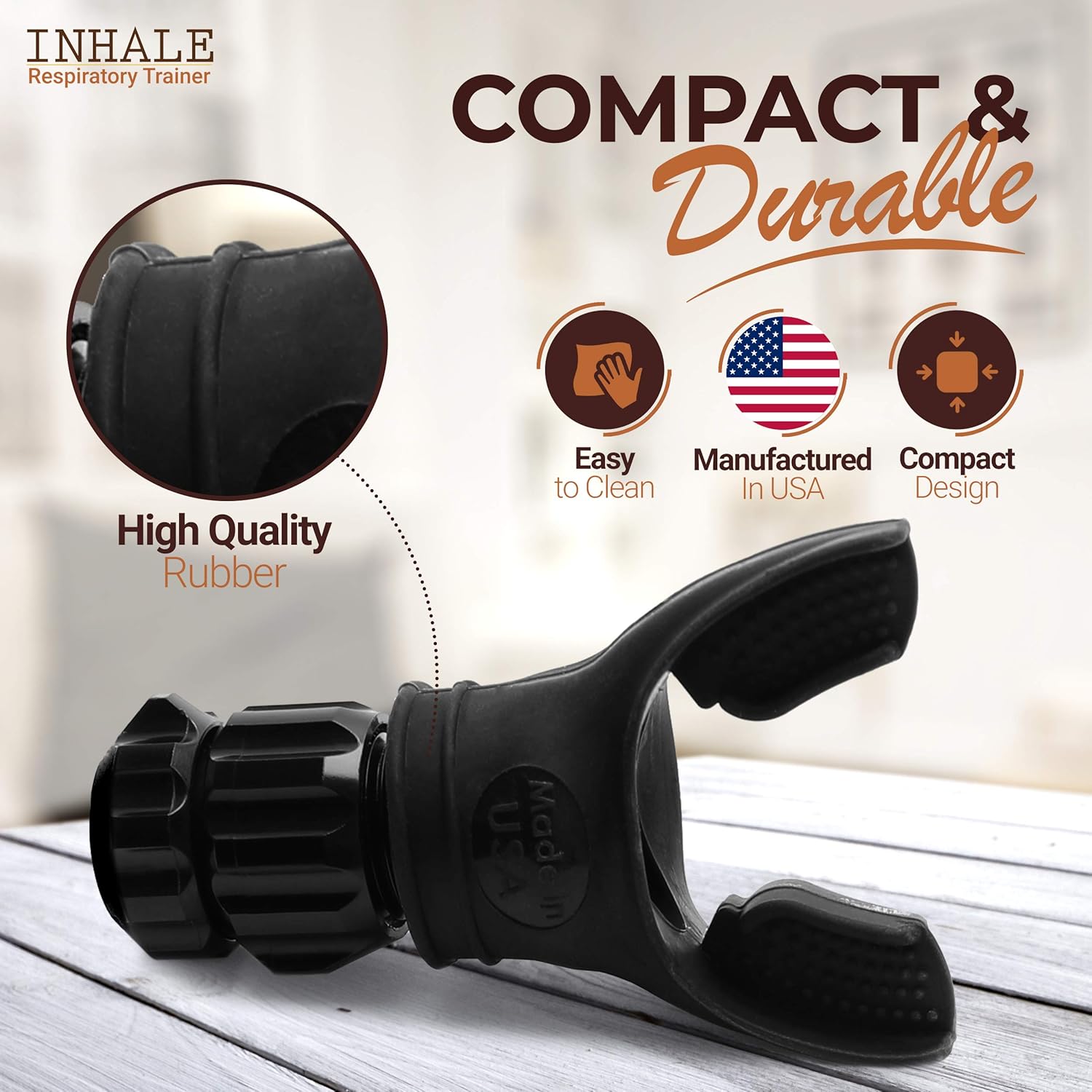 Inhale Respiratory Trainer Compact Lung Exercise Device with Medical Grade Silicone F632755