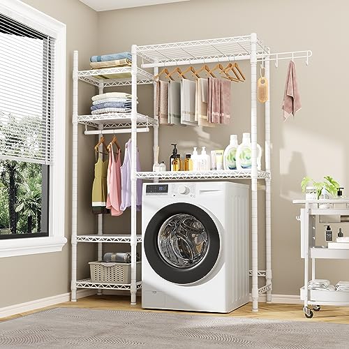 Ulif U7 Over Washer Dryer Storage with 6 Shelves and 2 Hanger Rods C14720