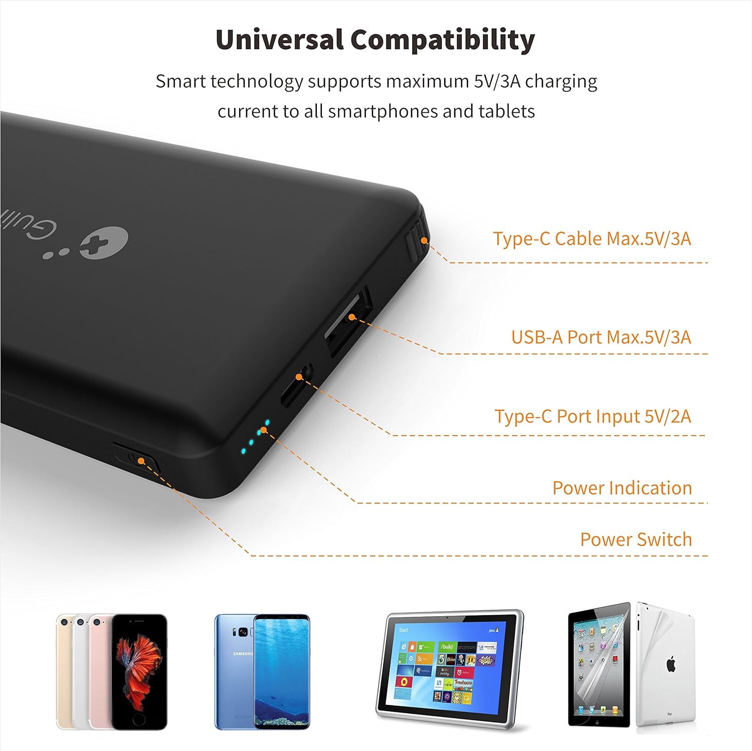 Portable Power Bank 10000mAh for Nintendo Switch and Smartphone Q580