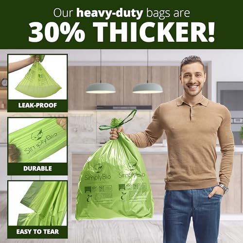 Simply Bio 13 Gallon Compostable Trash Bags, Heavy Duty Tall Kitchen K141628