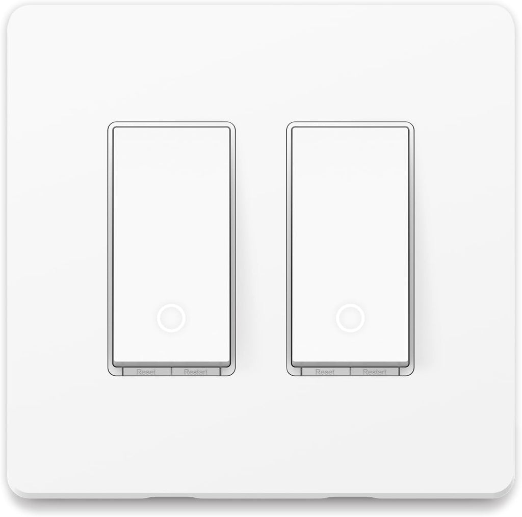 Kasa Smart Switch 2-Gang HS200-2, Single Pole,Neutral Wire Required, 2.4GHz Wi-Fi Light Switch Compatible with Alexa and Google Home, UL Certified, No Hub Required, White