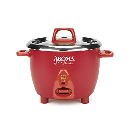 Aroma Housewares Select Stainless Rice Cooker & Warmer 6-Cup Red U57820