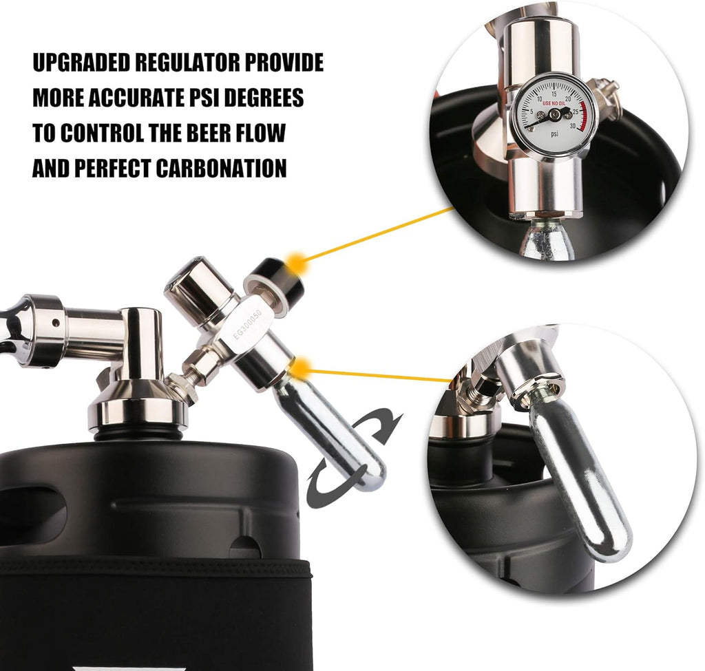 TMCRAFT 64oz Pressurized Stainless Steel Mini Keg Growler with Cooler Jacket Z15527