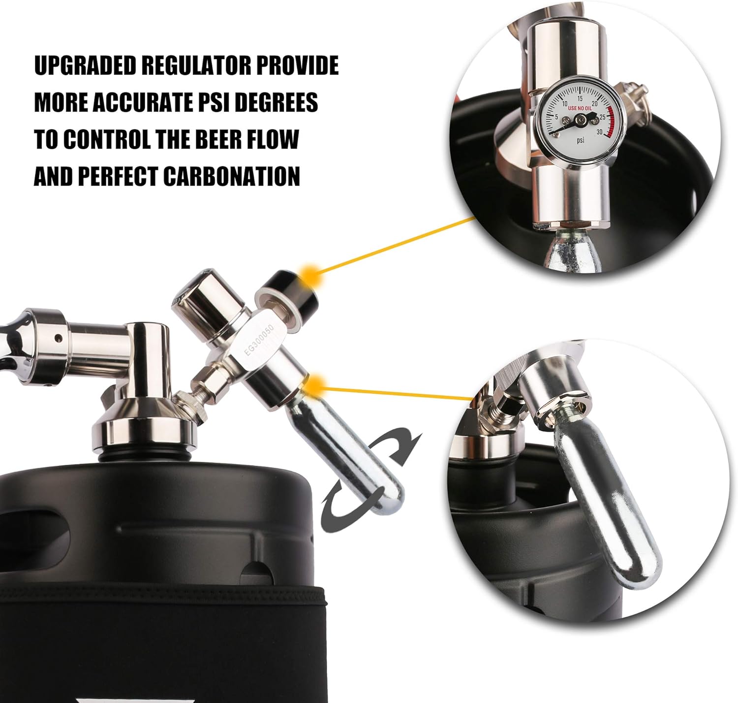 TMCRAFT 64oz Pressurized Stainless Steel Mini Keg Growler with Cooler Jacket Z15527