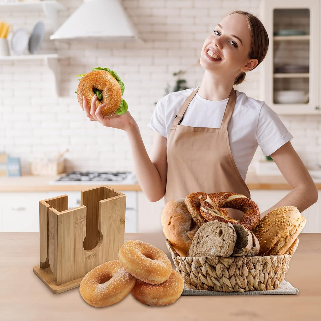 Bamboo Bagel Slicer with Anti-Slip Silicone Base M385