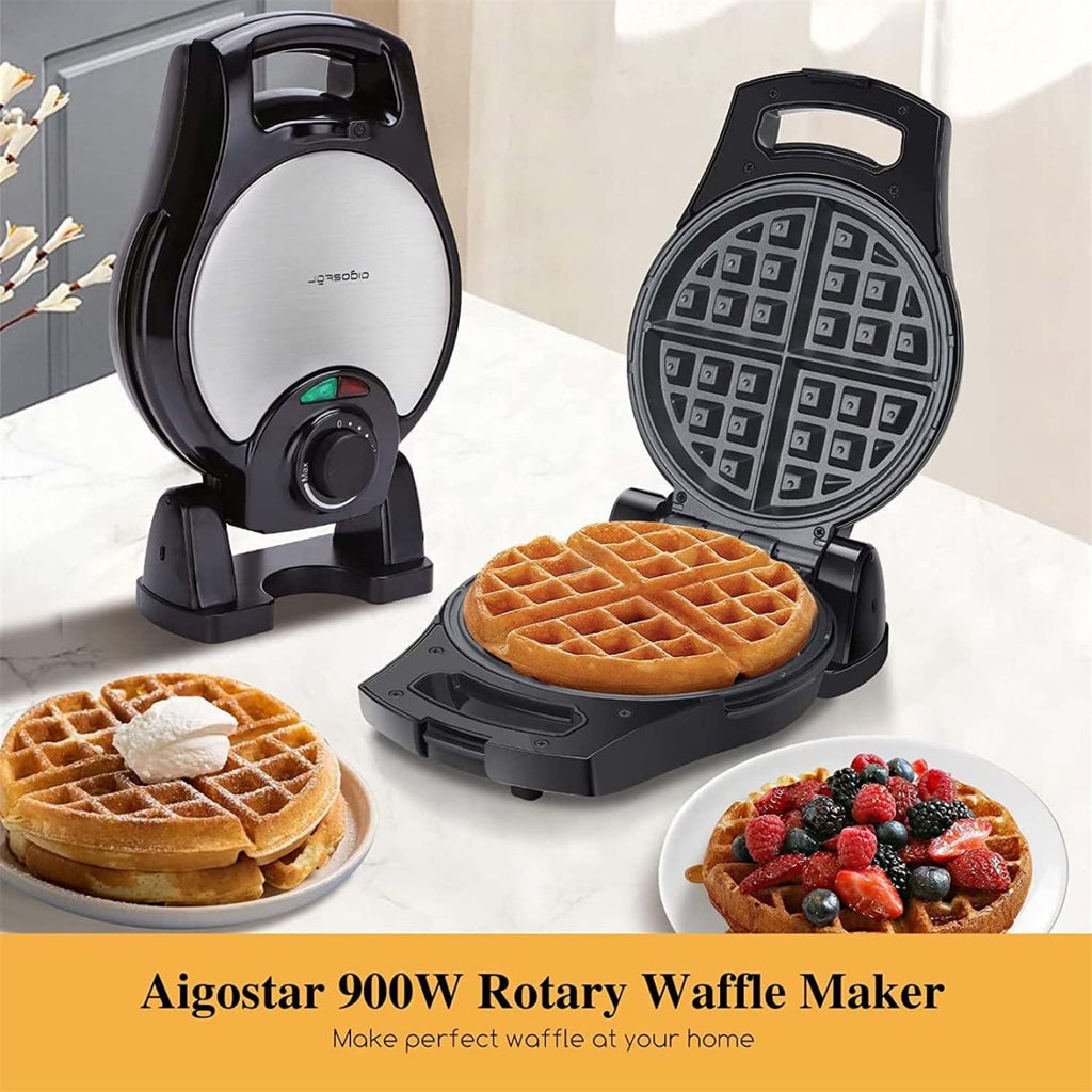 Aigostar Belgian Waffle Maker 8 Inch Non Stick, 1000W Sandwich Press Grill W975410
