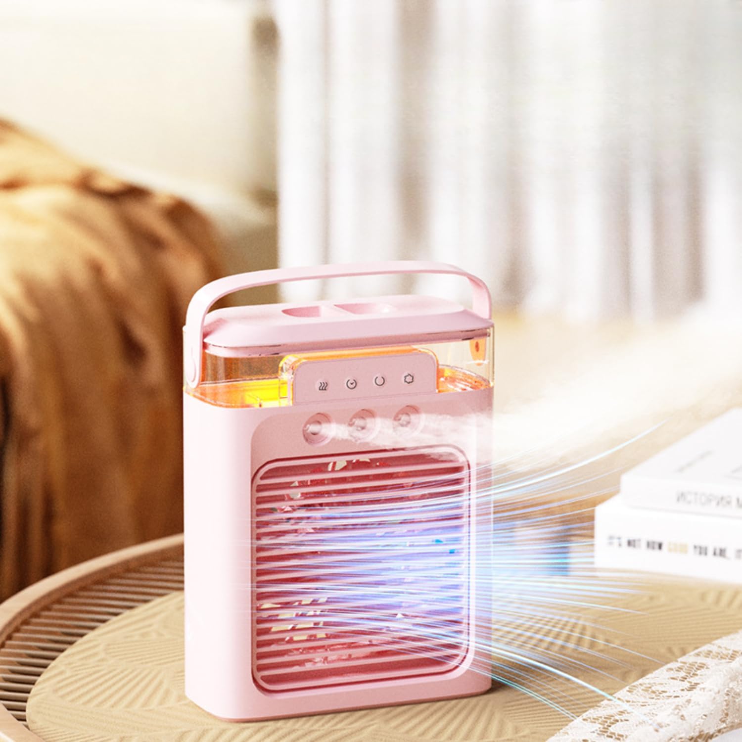 Mini Air Cooler Portable Evaporative Desktop Fan for Home Office Camping Car White V353