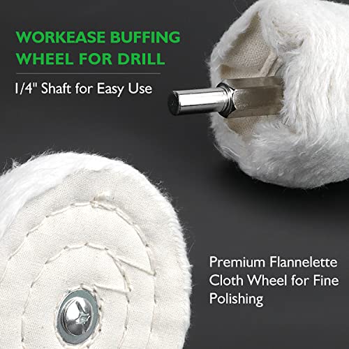 WORKEASE Buffing Wheel for Drill, Flannelette Polishing Wheels Kit with 1/4'' Shaft R251481