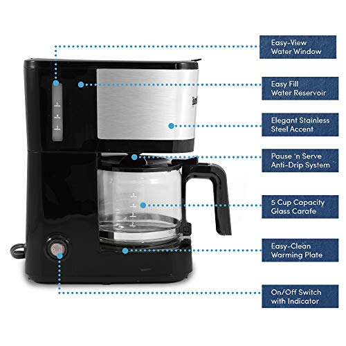 Elite Gourmet Automatic Drip Coffee Maker with Reusable Filter H225316