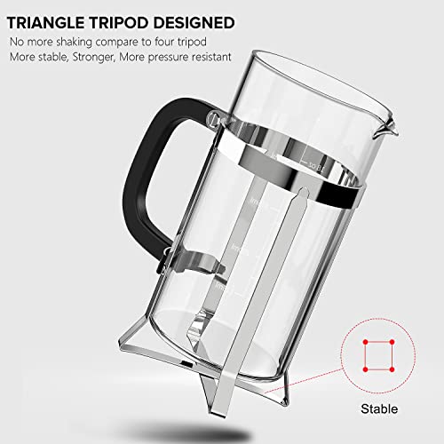 QUQIYSO French Press Coffee Maker 304 Stainless Steel with 4 Filter D497