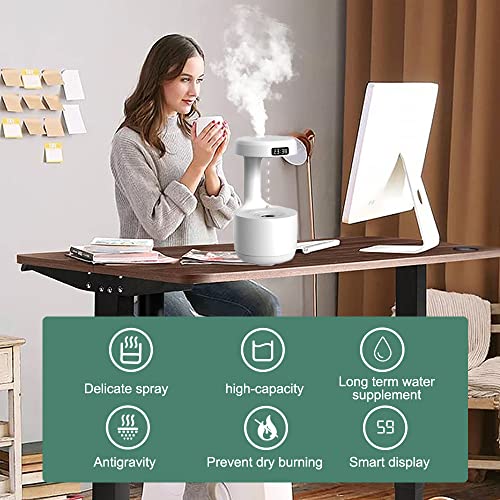 Anti-gravity Droplet Humidifier 800ml with LED Display, USB Rechargeable S642029
