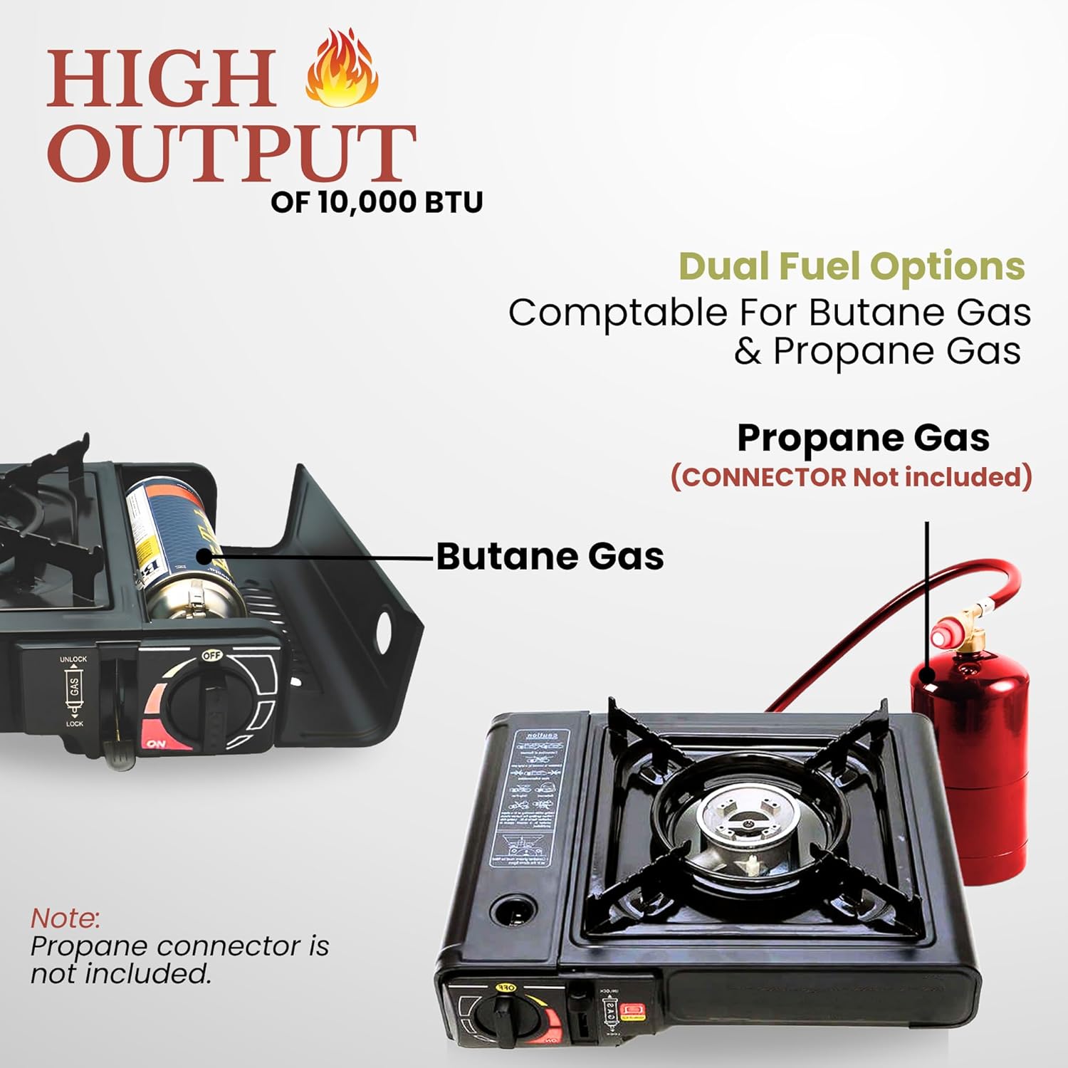 Portable Camping Stove 10,000 BTU Dual Fuel Butane and Propane H6351