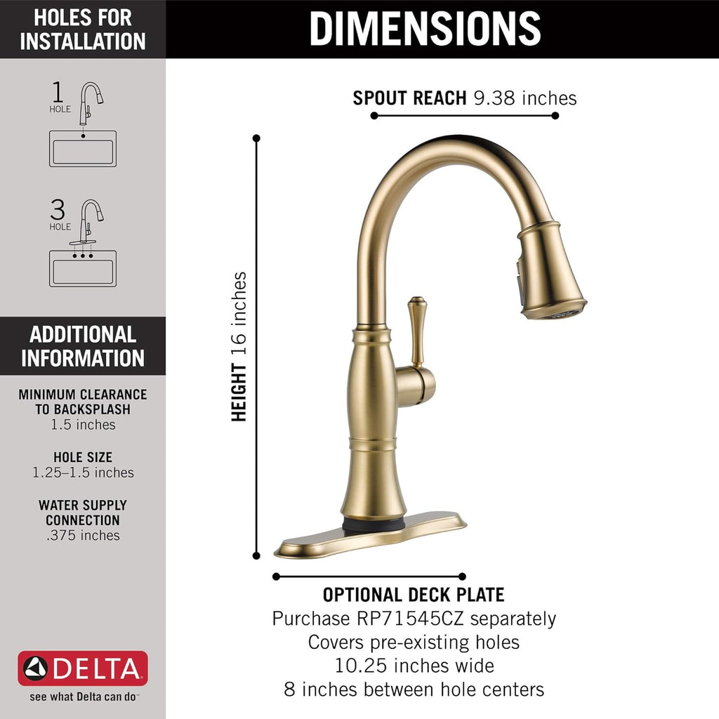 Delta Faucet Cassidy Gold Touch Kitchen Faucet with Pull Down Sprayer Q4944