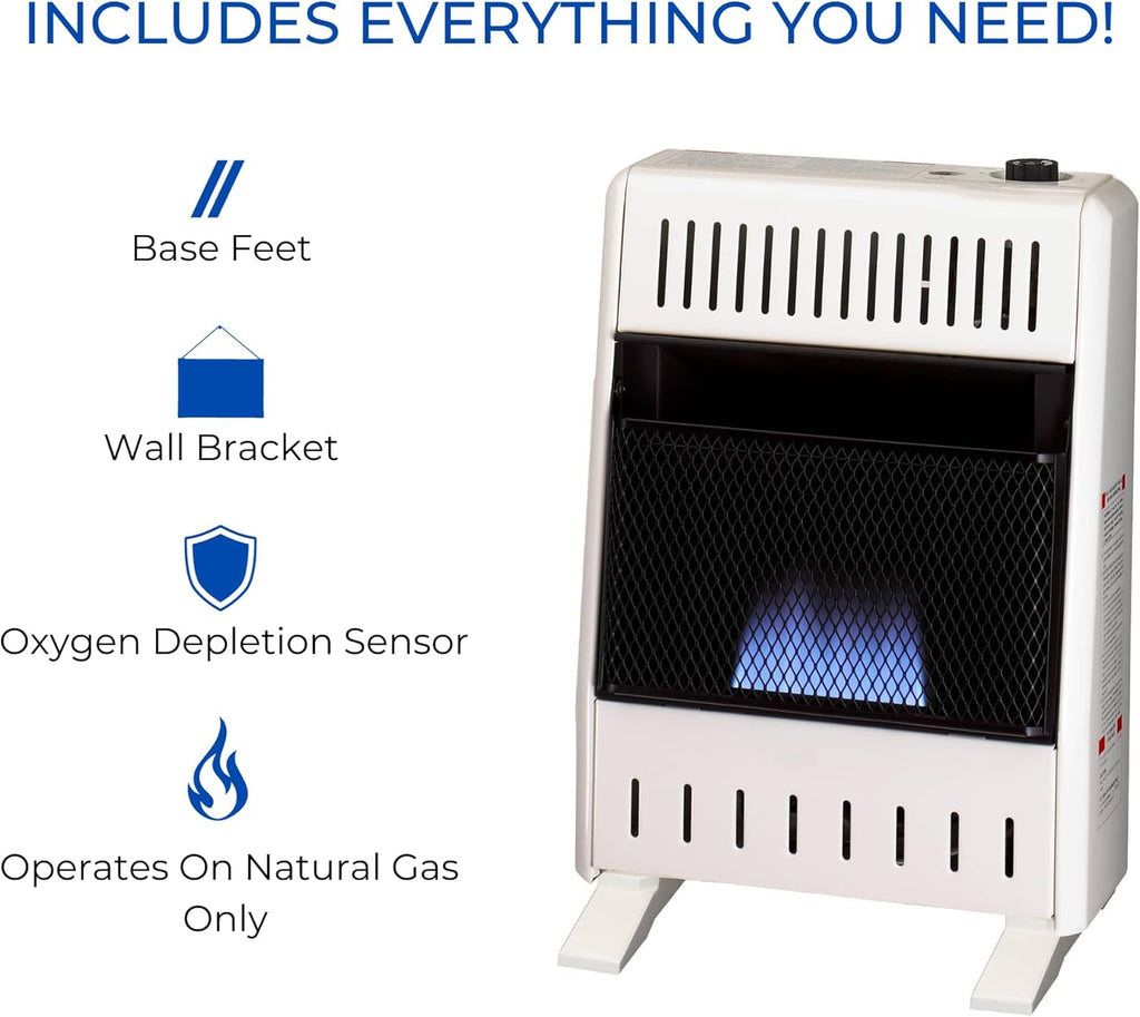 ProCom MN100TBA-B Ventless Natural Gas Blue Flame Space Heater, 10000 BTU, White H52826