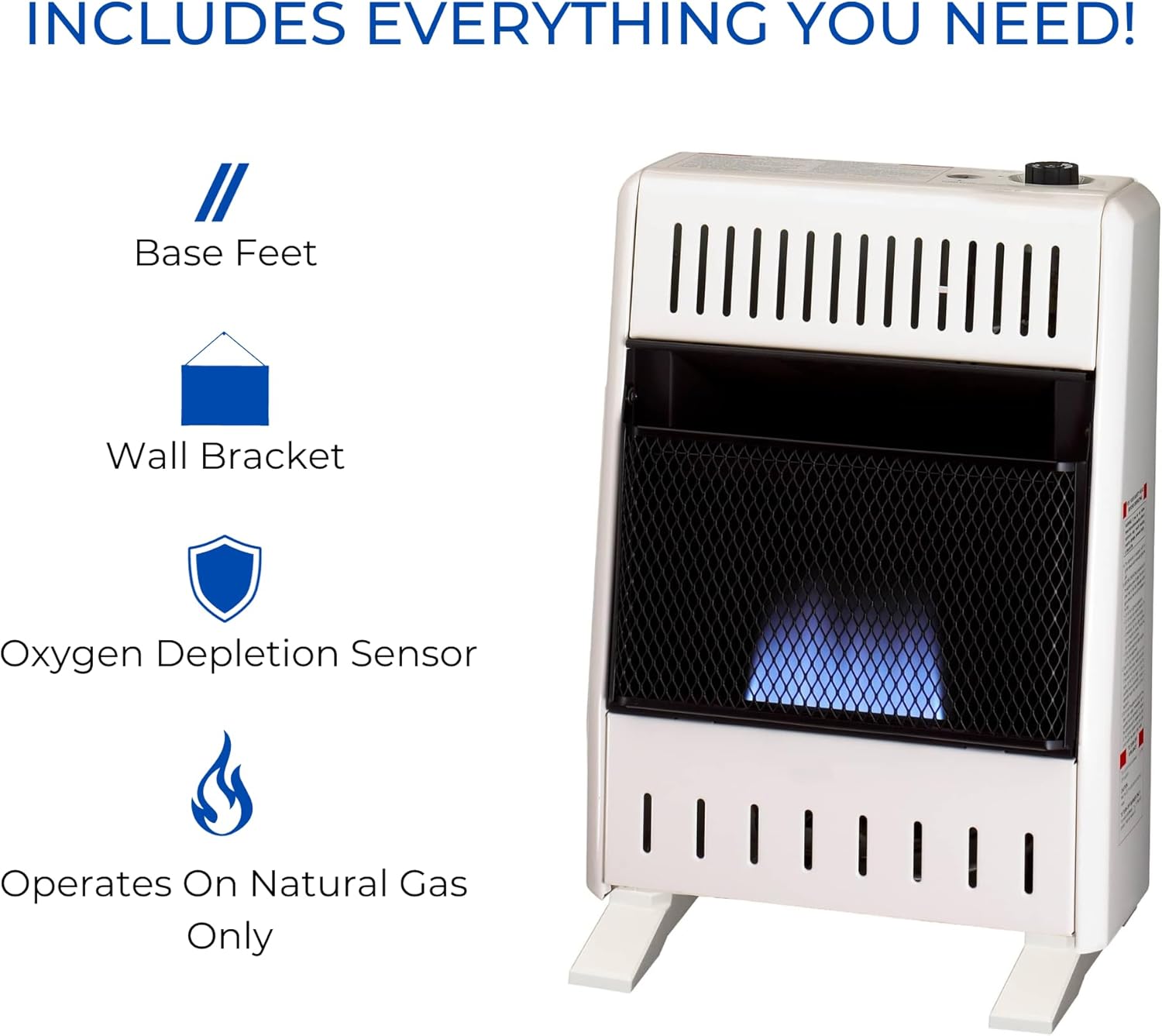 ProCom MN100TBA-B Ventless Natural Gas Blue Flame Space Heater, 10000 BTU, White H52826
