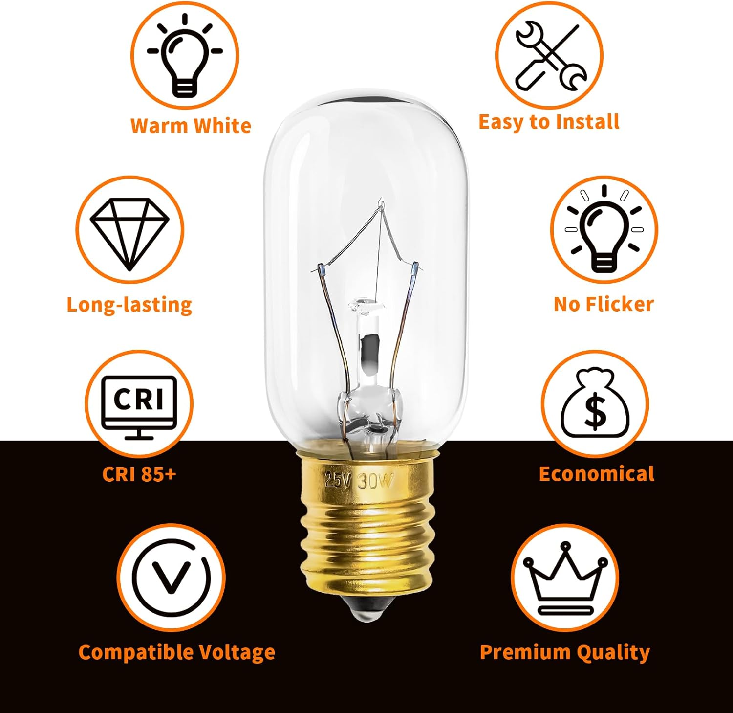 Belleone Light Bulb for LG Microwave Oven, Dimmable 125V 30W E17 Base I858095