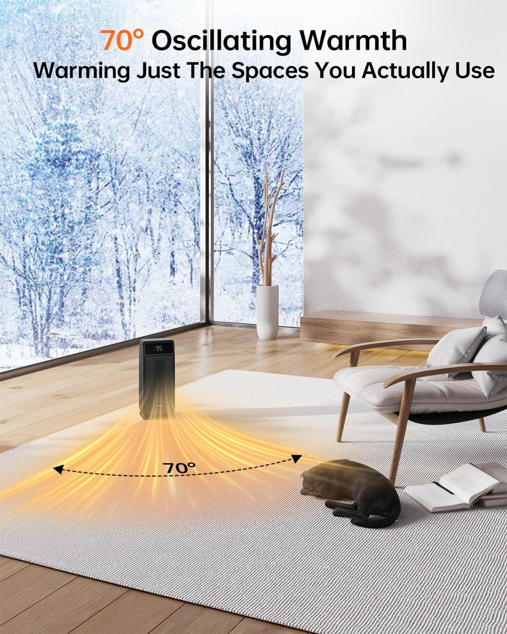 FARADAY Space Heater for Indoor Use, 1500W, Quiet, Portable, Black Y350