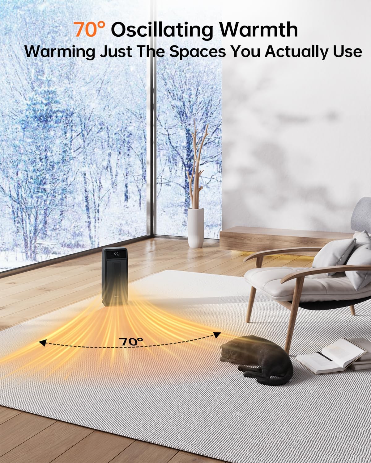 FARADAY Space Heater for Indoor Use, 1500W, Quiet, Portable, Black Y350