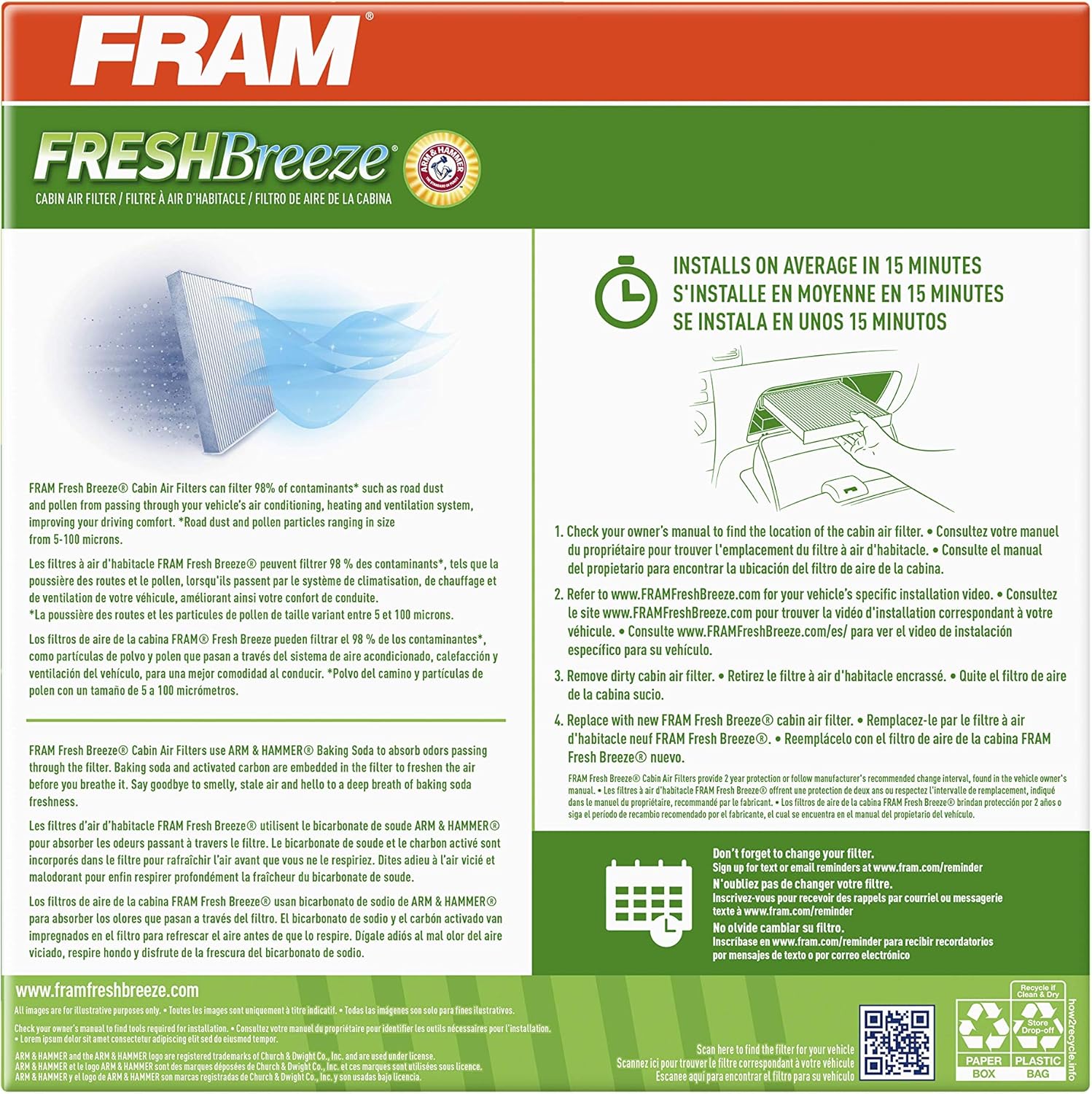 FRAM Fresh Breeze Cabin Air Filter CF8327A for Chevrolet Pontiac O735768