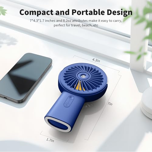 Otlonpe Portable Misting Fan, 4000mAh Rechargeable Handheld Fan with Power Bank B842