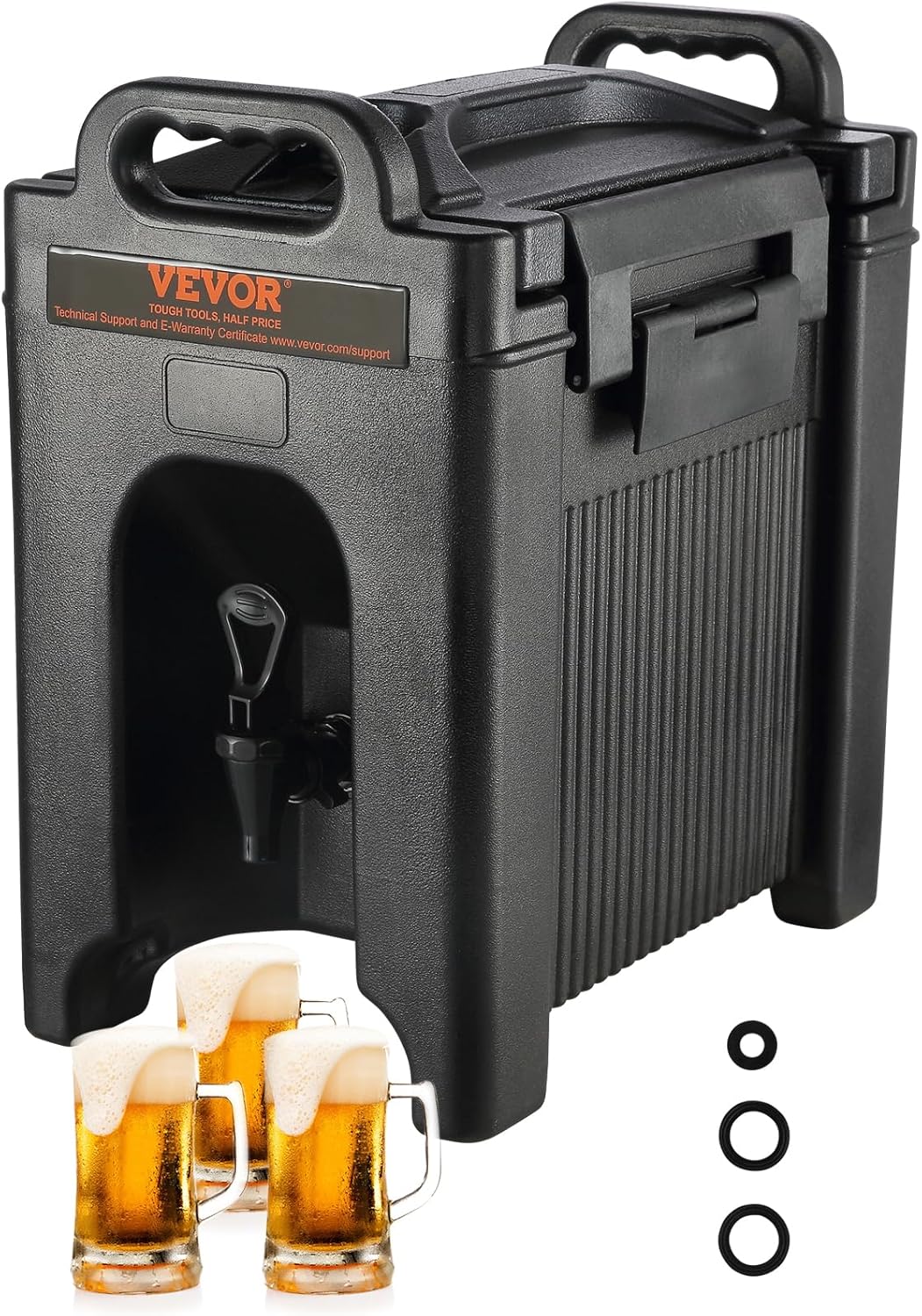 VEVOR Insulated Beverage Dispenser, 2.5 Gallon, Food-grade LDPE Hot and Cold Beverage Server, Thermal Drink Dispenser Cooler with 0.9 in PU Layer Two-Stage Faucet Handle, for Restaurant Drink Shop