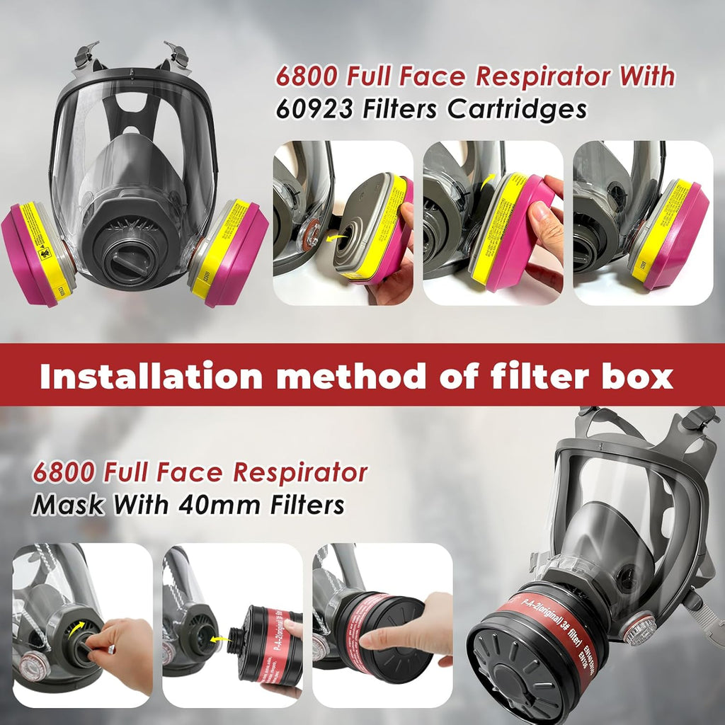Gas Mask with 60923 and 40mm Filters for Chemical and Nuclear Survival D968
