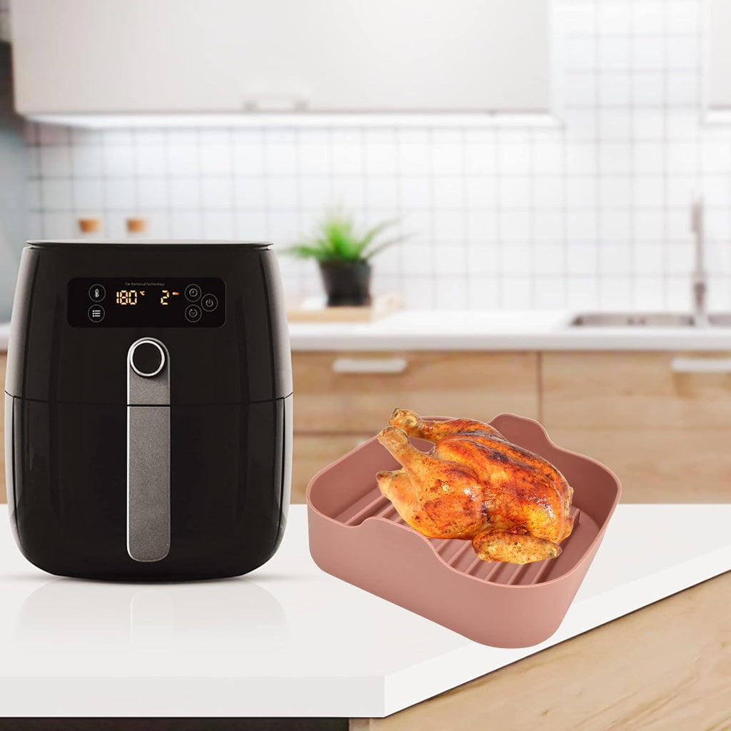 8 Inch Silicone Air Fryer Basket Liners, Non-Stick Reusable, Coffee N59982