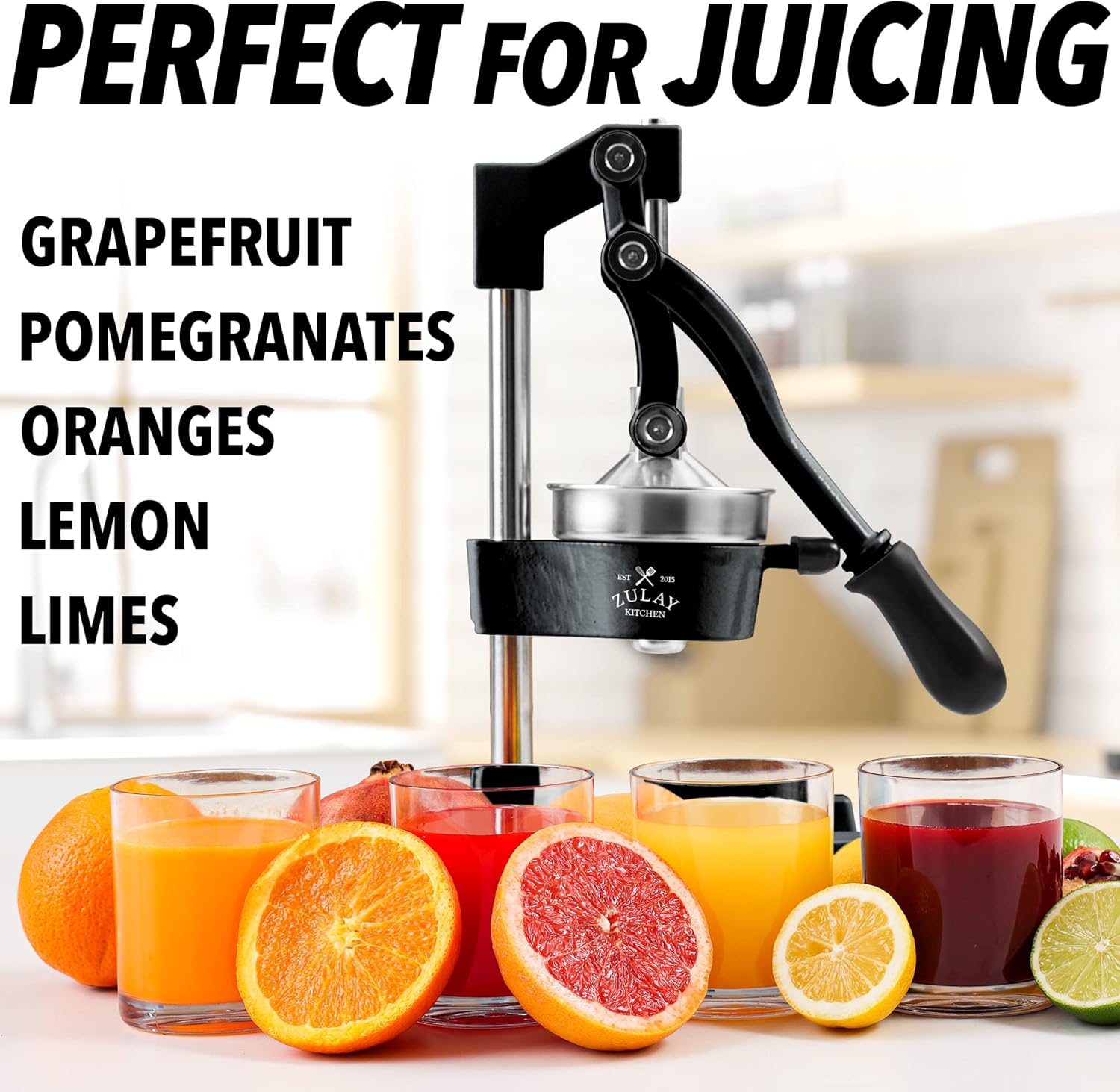 Zulay Cast-Iron Orange Juice Squeezer, Stainless Steel Citrus Juicer G979327