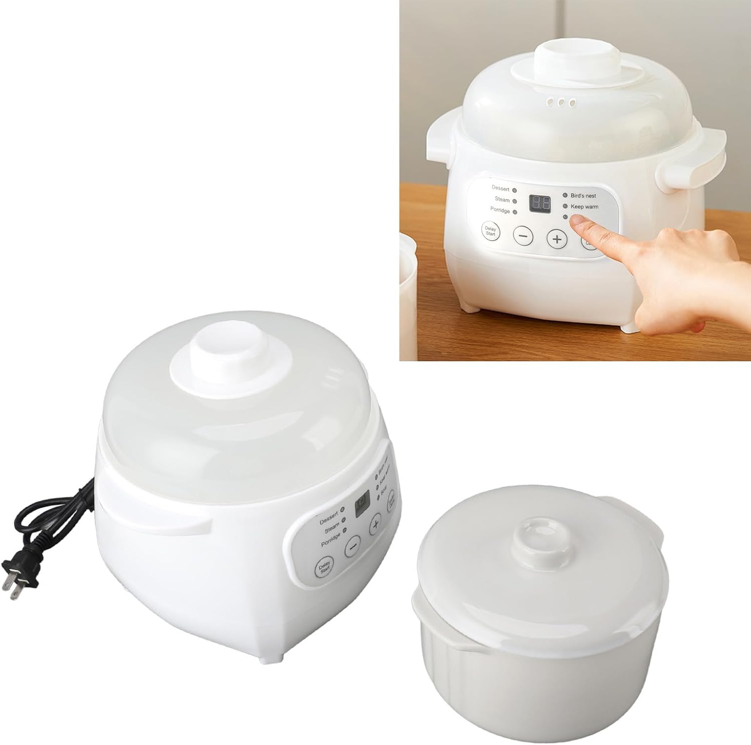 Mini Ceramic Stew Cooker Electric Soup Pot with PTC Heating F928