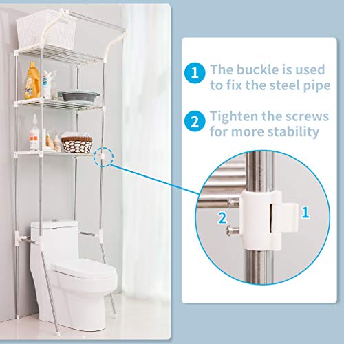 Hershii 3-Tier Over The Toilet Storage Rack with Hanging Rod I552