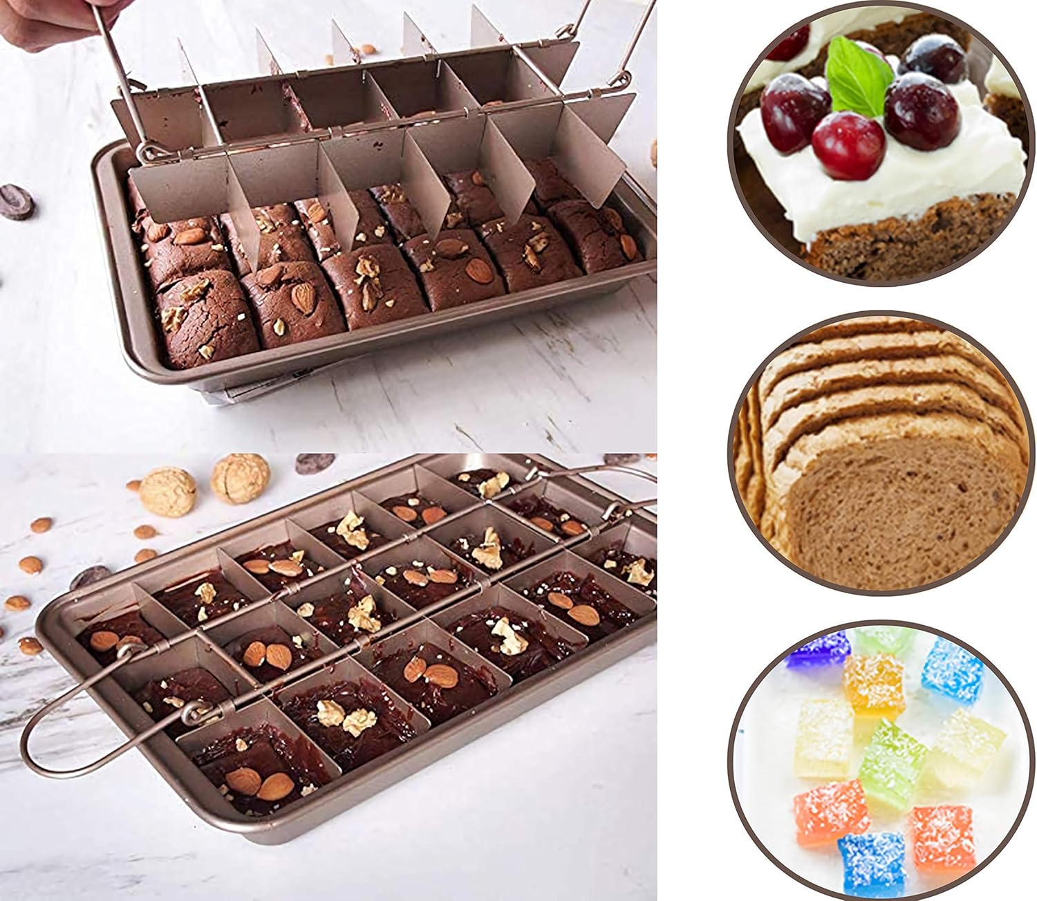 Non Stick Brownie Pan with Built-in Slicer, Carbon Steel Bakeware O9697