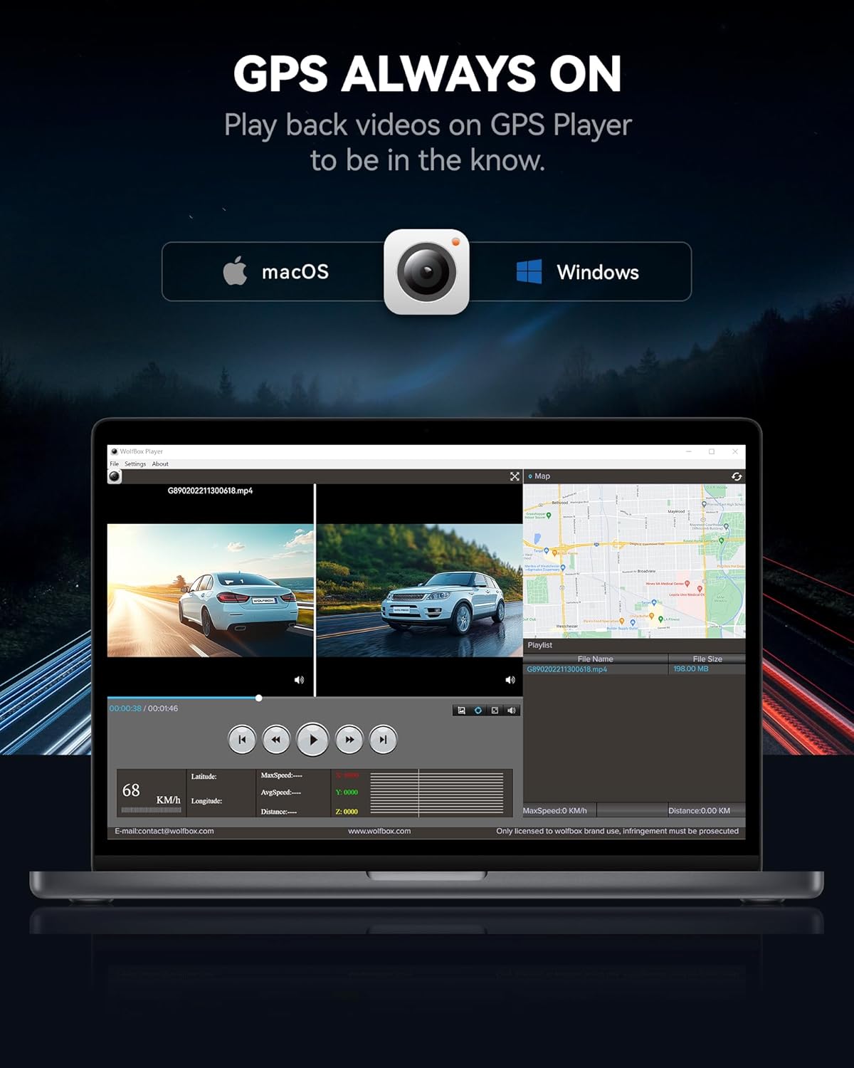 WOLFBOX G840S 12" 4K Mirror Dash Cam Backup Camera with Front and Rear Dual Cameras L37563