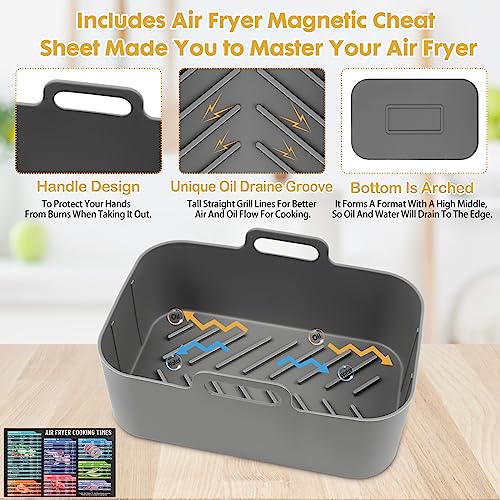 Air Fryer Silicone Liners 2-Pack Rectangular for Ninja Dual J95507