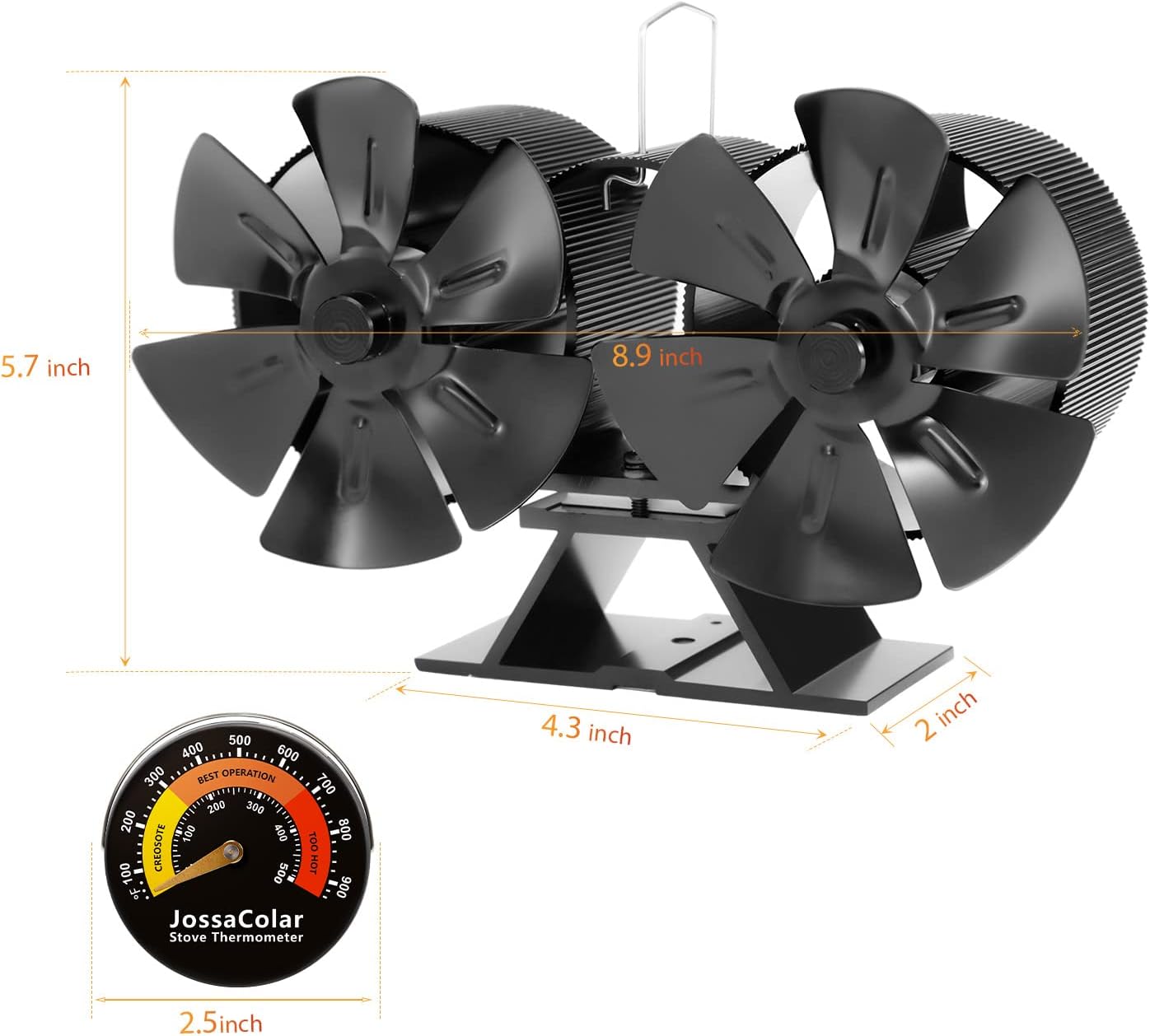 Dual Motor Wood Burning Stove Fan with Thermometer X510877