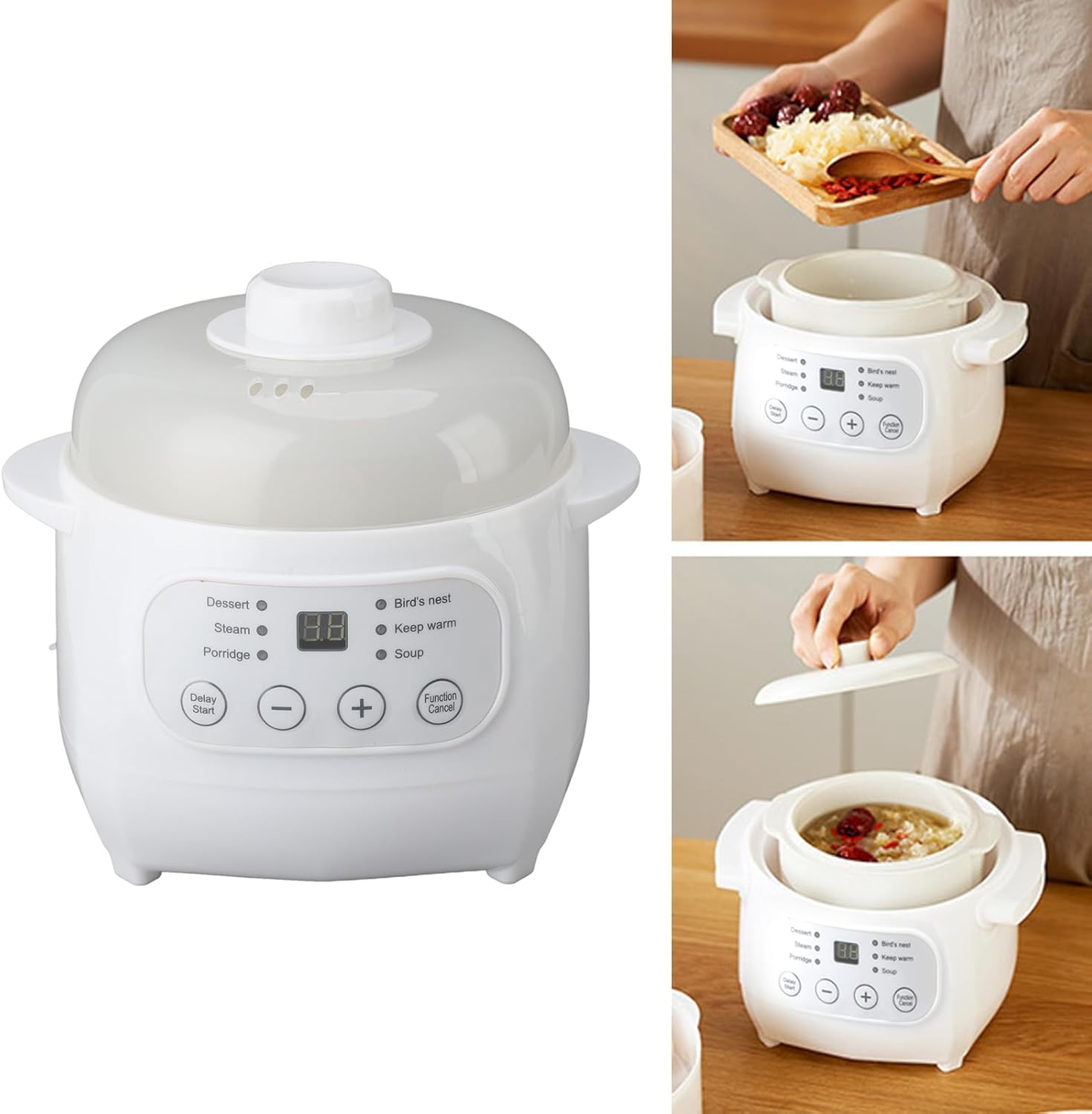 Mini Ceramic Stew Cooker Electric Soup Pot with PTC Heating F928
