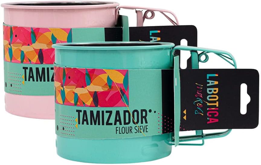 Stainless Steel Double Layer Hand-held Flour Sifter, Pink C1220