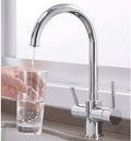 Kitchen Sink Taps, Water-Tap Modern Taps,3 Way Water Filter Taps Kitchen Sink Mixer Tap Pure Drinkifaucet Dual Lever 360° Rotatable Stand 3-Way Kitchen Faucet for Water Filter