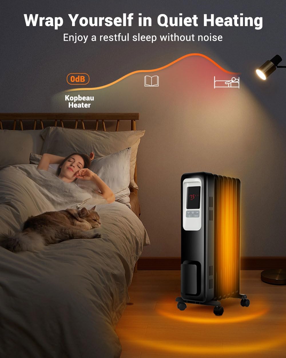 Aikoper Oil Filled Radiator Heater, 1500W Portable Electric Heater with Remote, Digital Thermostat L207105
