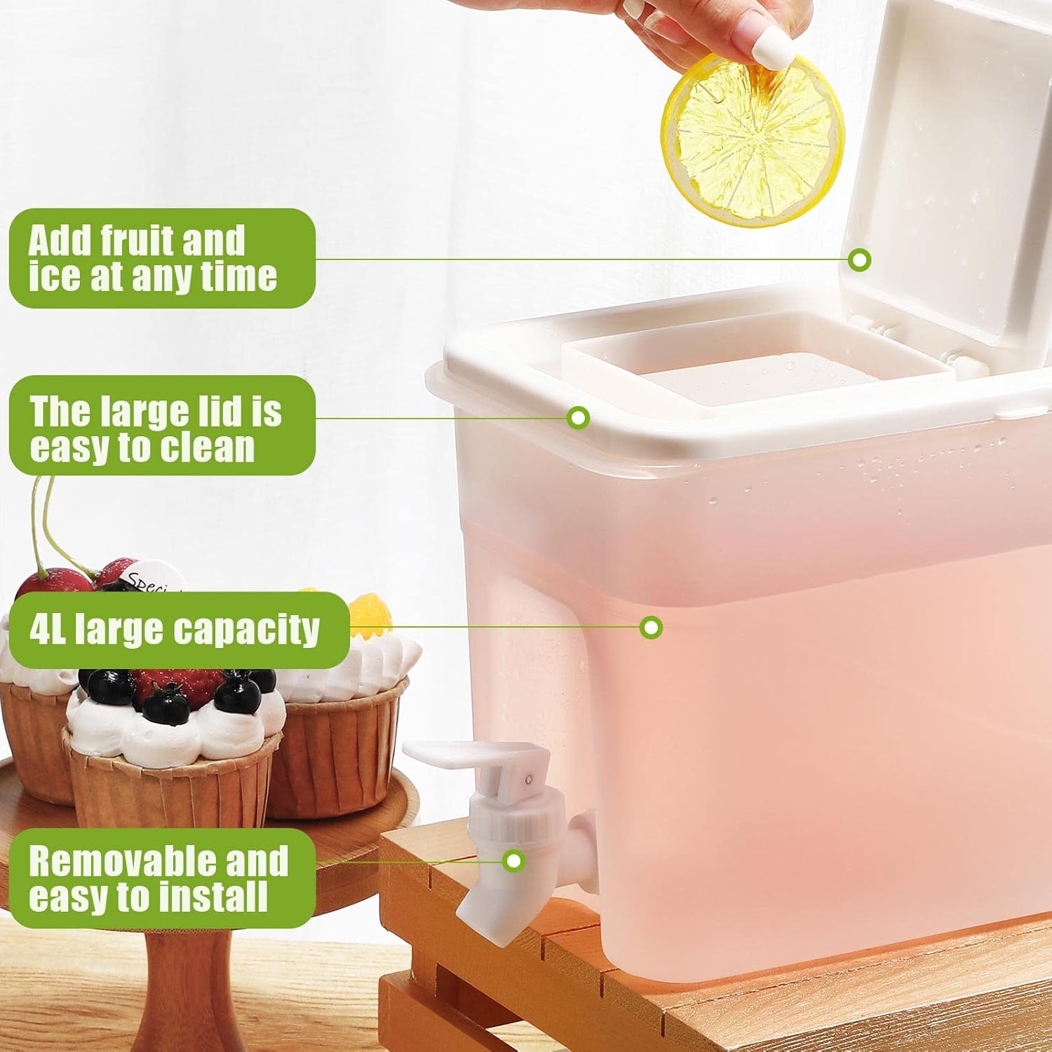1 Gallon Drink Dispenser with Spigot, Plastic Beverage Container with Lid, 3 Pack W61168