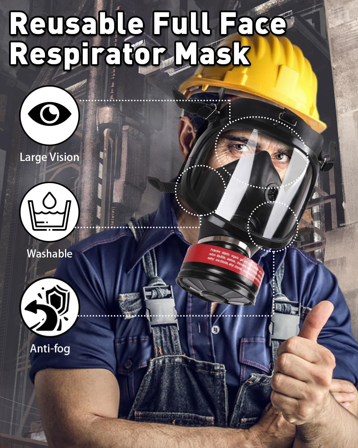 Plus 6800 Reusable Full Face Respirator Mask with 60921 & 2097 Filters R81011
