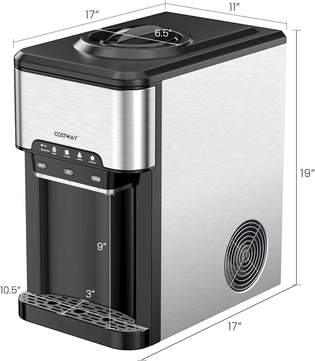 COSTWAY Water Dispenser with Ice Maker, 3-in-1 Countertop Hot Cold Cooler G403