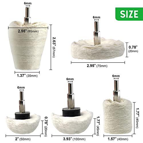 WORKEASE Buffing Wheel for Drill, Flannelette Polishing Wheels Kit with 1/4'' Shaft R251481