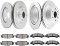 Disc Brake Rotor and Ceramic Pad Set Kit Front Rear Side Zinc Plated Performance Drilled and Slotted E82630501CP