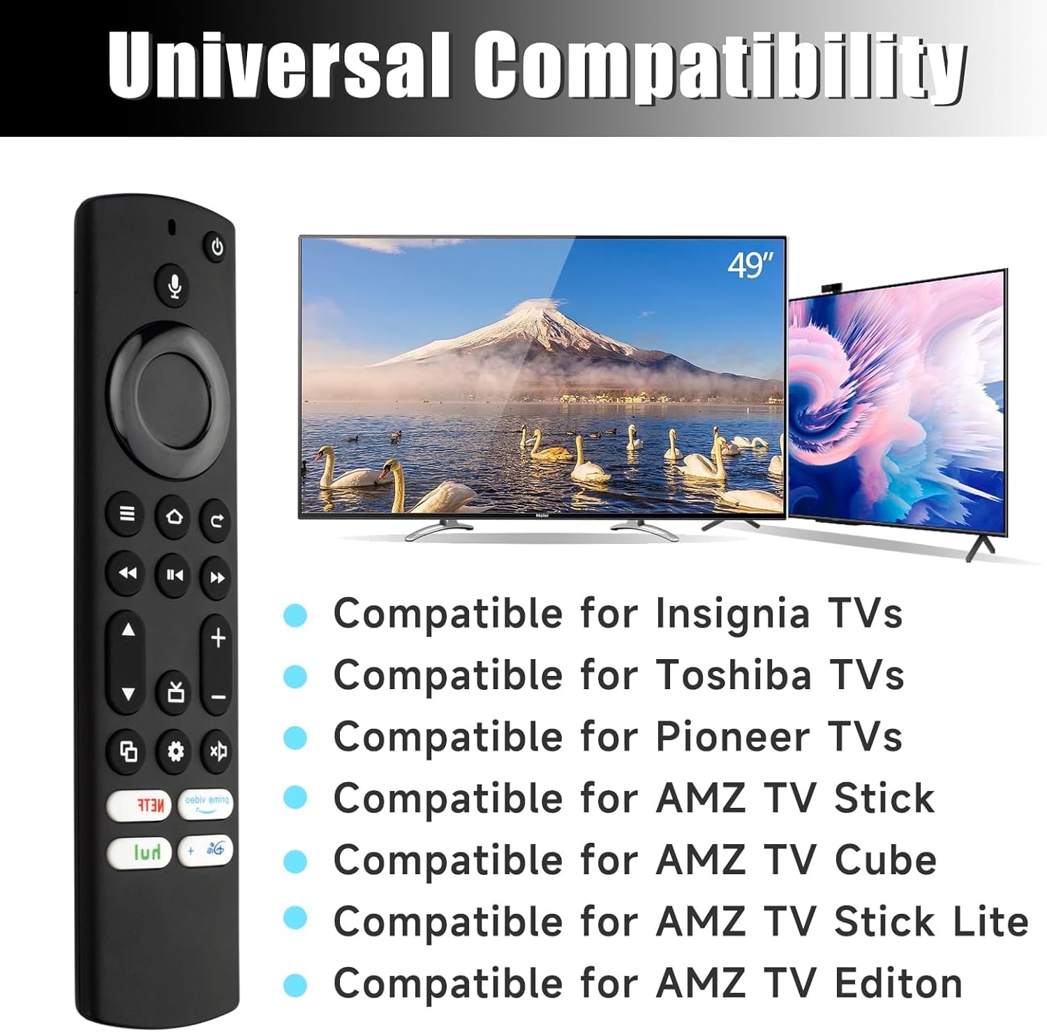 Replacement Voice Remote Control for Insignia, Toshiba, Pioneer, AMZ TV Cube and Omni TVs P24188