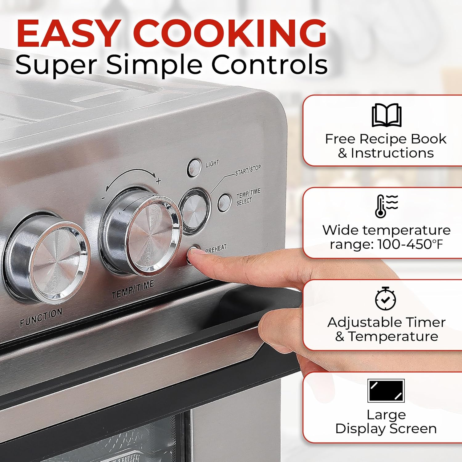 Zulay Large Countertop Air Fryer - Stainless Steel Toaster Oven Combo, 26.4Qt O966