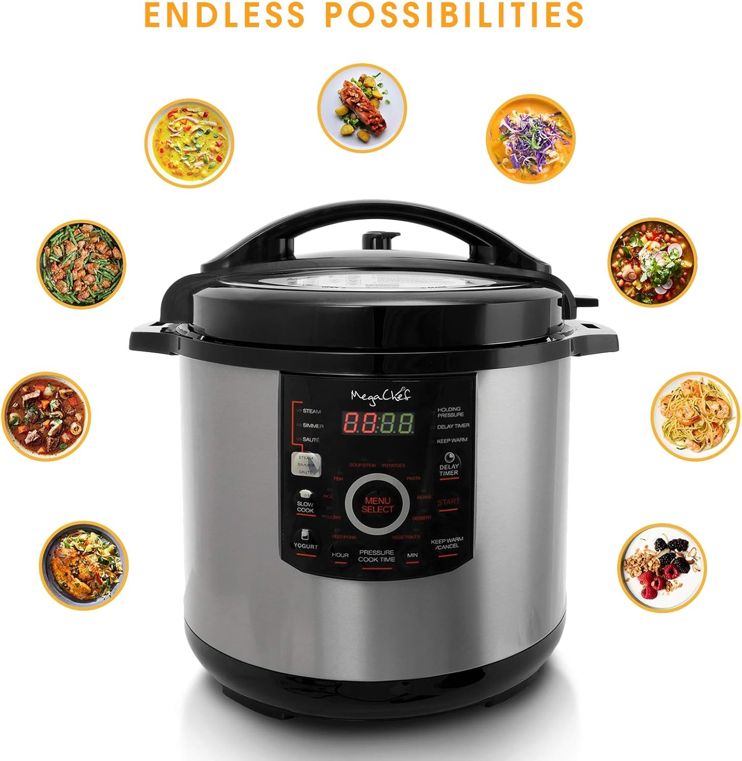Megachef's 12 Quart XL Digital Pressure Cooker with 15 Presets U196