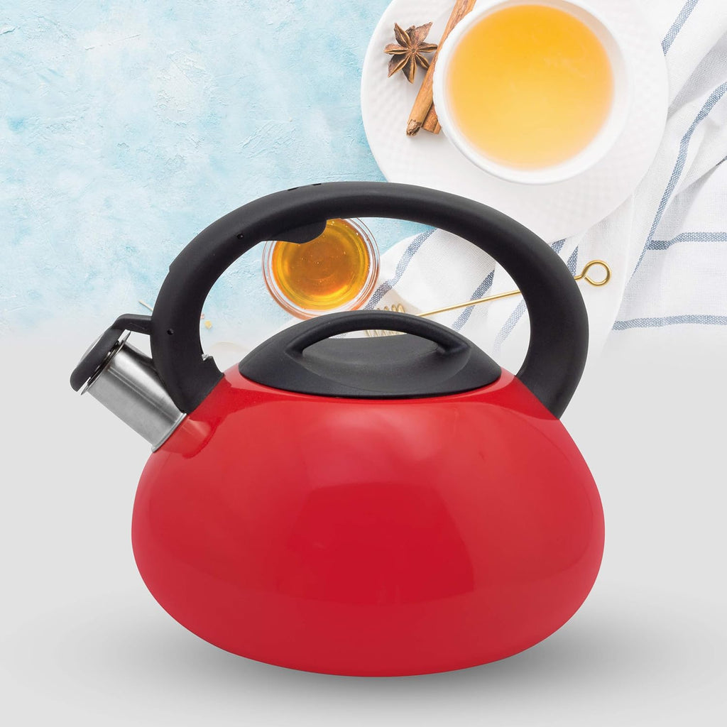 3 Qt Stainless Steel Tea Kettle Red K17427