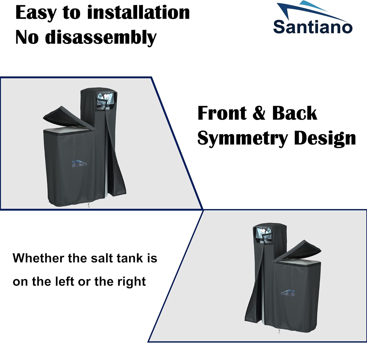 Santiano Water Softener Cover 900D Oxford, Transparent Window, 64x40x16 Inches, Black C446
