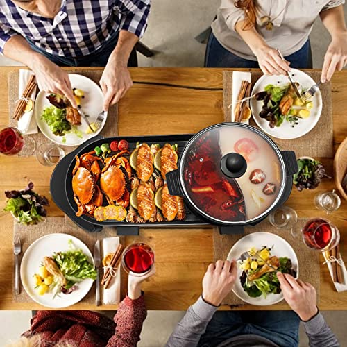 BOEASTER Electric Hot Pot with Grill, Removable Non-Stick, Adjustable Temperature N97558